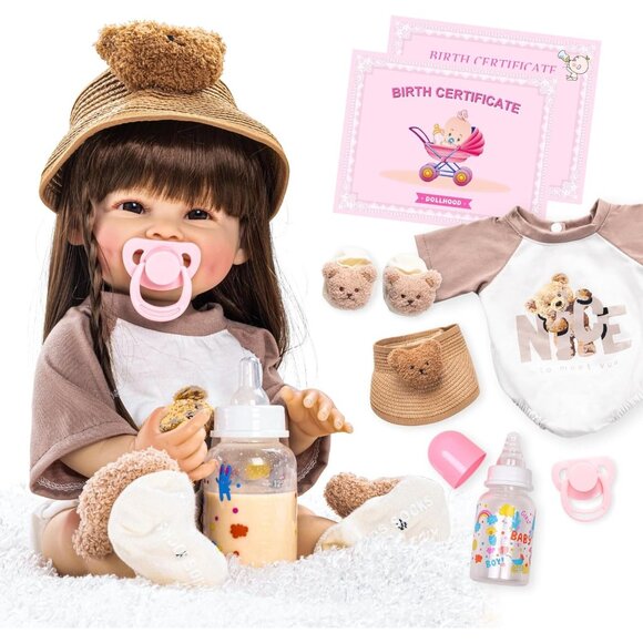 🆕18 inch Full Cloth Body With Vinyl Limbs Baby Doll Lily Mae Reborn Baby Girl - Picture 1 of 7